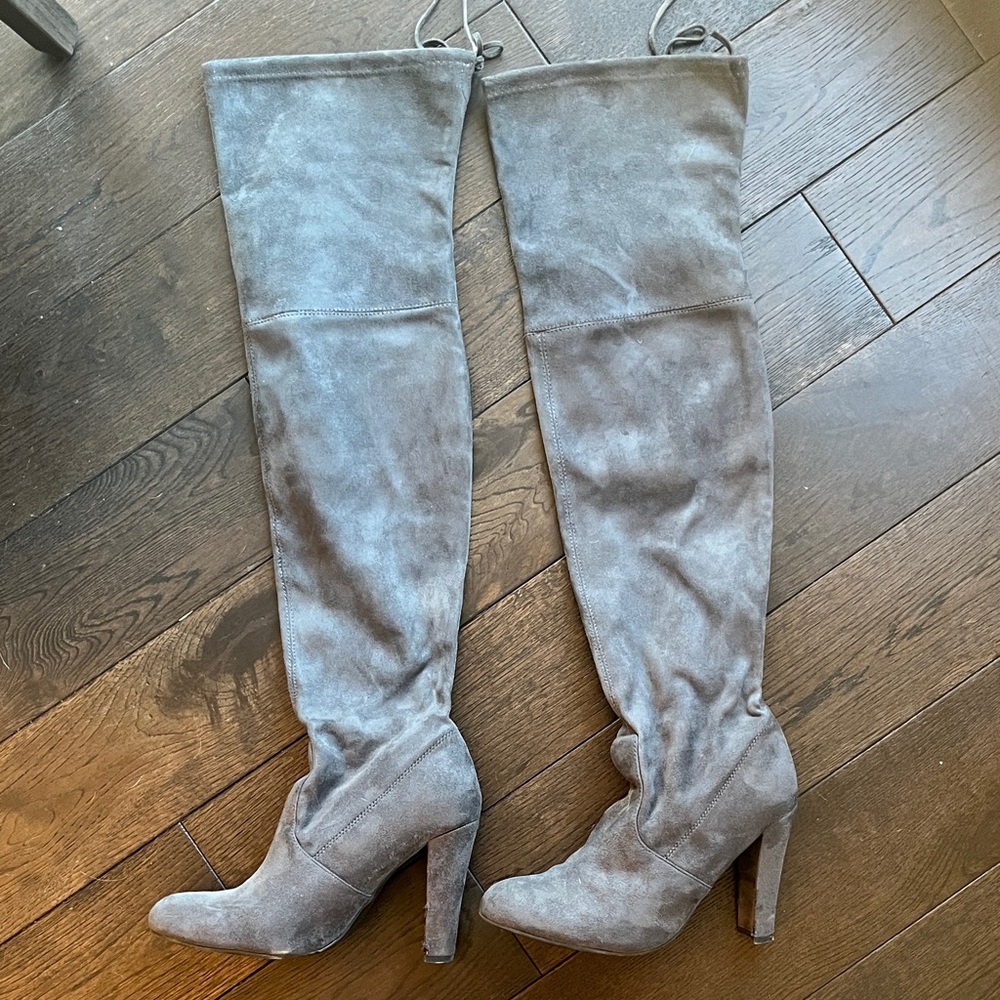 Steve Madden “Gorgeous” suede-like Gray Over-the-Knee Boot - Picture 2 of 8